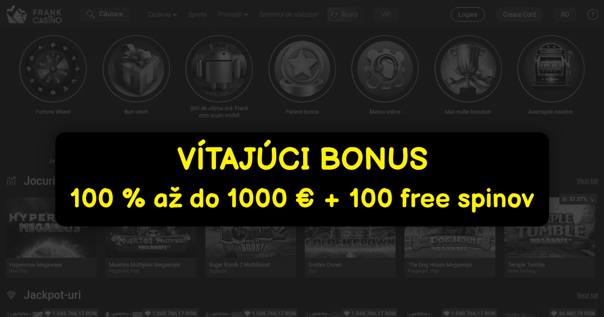 Frank Casino - Online Sloty a Exkluzívne Bonusy