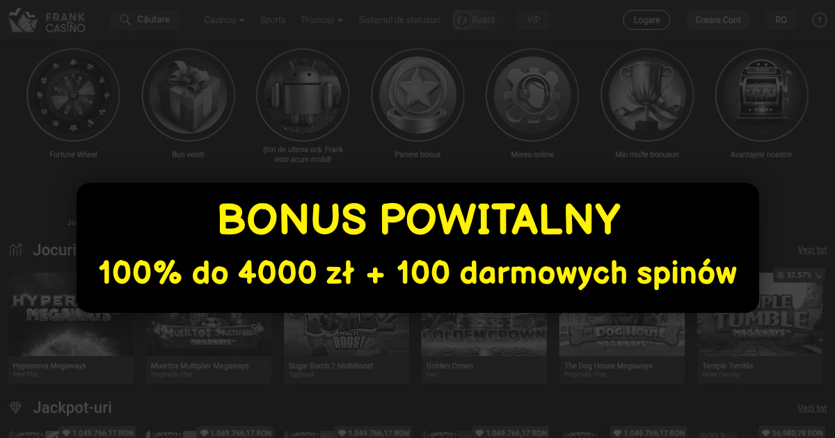 Frank Casino - Setki slotów online i bonus powitalny 1500 zł